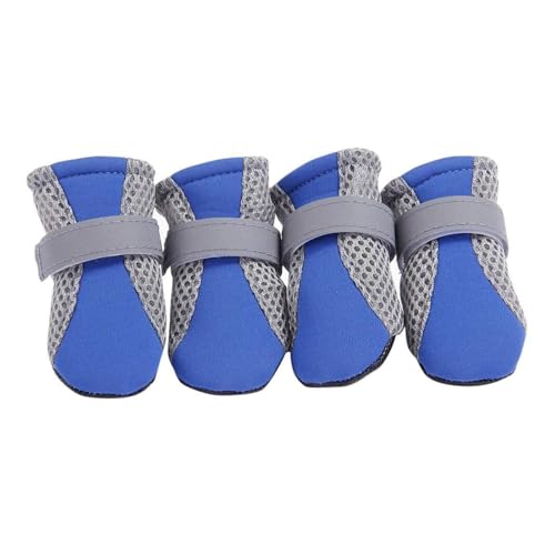 Atmungsaktive Hundeschuhe aus Netzstoff mit rutschfesten Sohlen – verstellbare Riemen, Haustierstiefel für kleine Hunde, Ganzjahres-Pfotenschutz (Blau, XL) von CHUANYGU