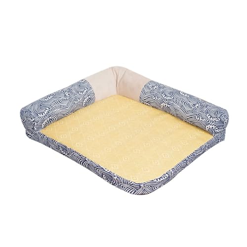 Atmungsaktive gewebte Rattan-Kühlmatte für Katzen und Hunde, rutschfeste Haustierbettunterlage für drinnen und draußen, abnehmbar und leicht zu reinigen (M) von CHUANYGU