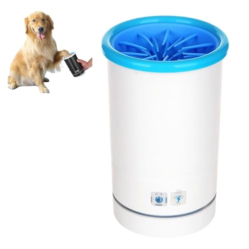 Automatischer Hundepfotenreiniger für kleine und mittelgroße Hunde – tragbarer Haustier-Fußreiniger mit weicher Silikonbürste, Weiß und Schwarz Optionen (L) von CHUANYGU