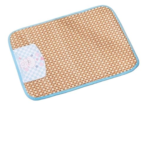 CHUANYGU Atmungsaktive Rattan-Kühlmatte für Hunde – Sommer-Haustierbettunterlage für den Innen- und Außenbereich in kleinen, mittelgroßen Größen (Blau, M) von CHUANYGU
