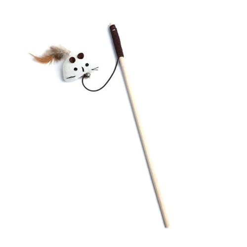 CHUANYGU Feder-Katzenspielzeugstab mit Holzstab, interaktives Kätzchen-Spielzeug zum Spielen und Trainieren, buntes Spielzeug für Hauskatzen (Dreieck) von CHUANYGU