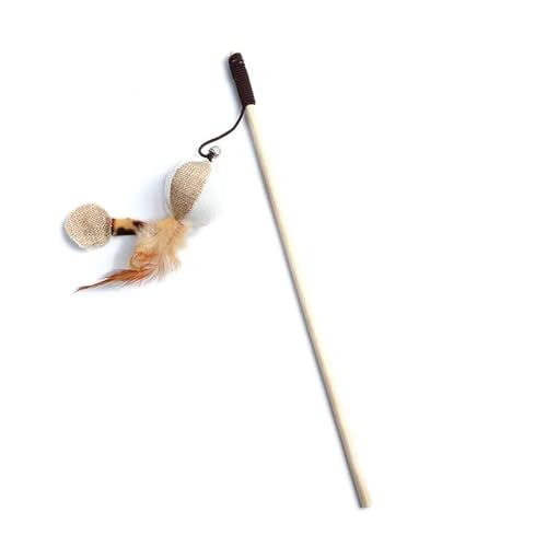 CHUANYGU Feder-Katzenspielzeugstab mit Holzstab, interaktives Kätzchen-Spielzeug zum Spielen und Trainieren, buntes Spielzeug für Hauskatzen (Kürbis) von CHUANYGU