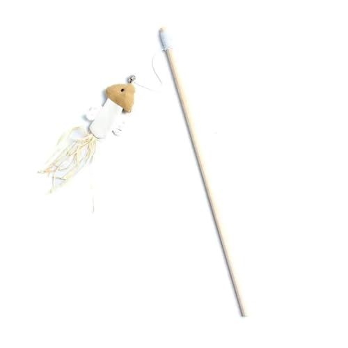 CHUANYGU Feder-Katzenspielzeugstab mit Holzstab, interaktives Kätzchen-Spielzeug zum Spielen und Trainieren, buntes Teaser-Spielzeug für Indoor-Katzen (Fisch) von CHUANYGU