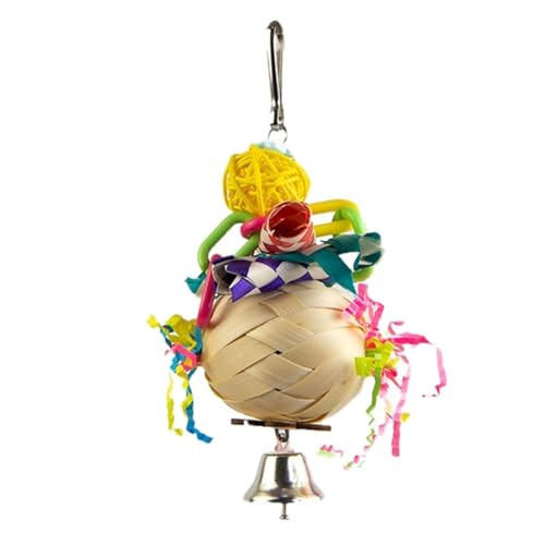 CHUANYGU Hängendes Vogel-Kauspielzeug für kleine Papageien, Papier-Rattan-Käfig, Kauspielzeug für Wellensittiche, Nymphensittiche, Sittiche, Conures (5) von CHUANYGU