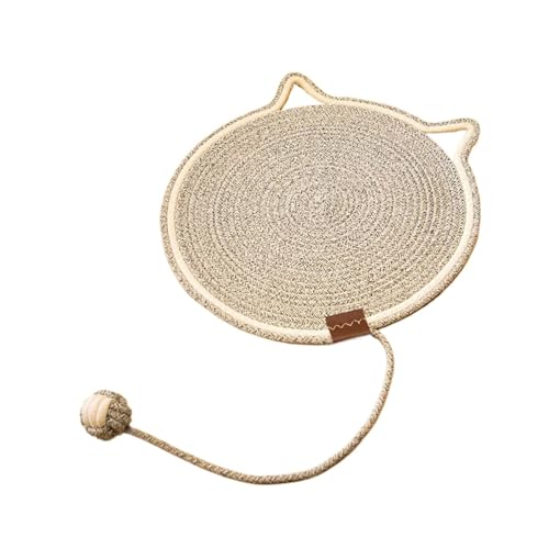 CHUANYGU Handgewebtes Rattan-Katzenbett mit Kühlmatte, atmungsaktives, rundes Haustierbett für Katzen, kratzfestes Design mit Baumwollseil, waschbarer Bezug (Grau, 41 cm) von CHUANYGU