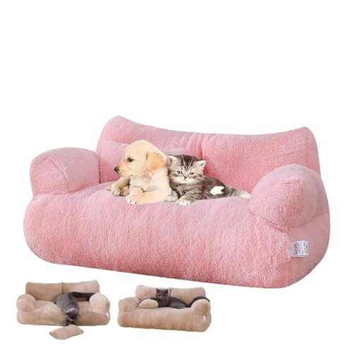 CHUANYGU Haustier-Sofa, weich, waschbar, beruhigend, für Katzen und Hunde, Plüsch-Fleece, für kleine und mittelgroße Rassen, mit rutschfester Unterseite (1, L) von CHUANYGU