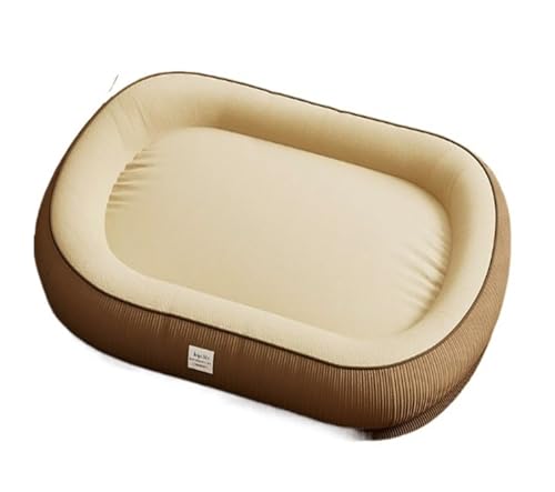 CHUANYGU Hundebett aus Memory-Schaum für mittelgroße Hunde, unzerstörbare Hundehütte mit rutschfester Unterseite, abnehmbares, waschbares Haustierbett, anwendbar für Kisten (Braun, XL) von CHUANYGU