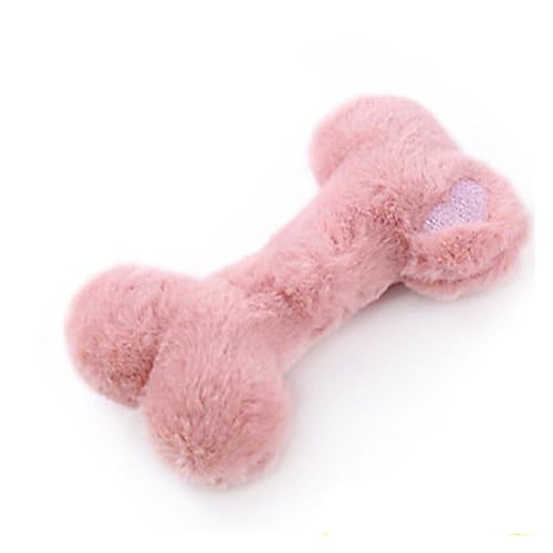 CHUANYGU Hundespielzeug aus Plüschknochen mit Quietscher für kleine, mittelgroße und große Hunde, weiches Kauspielzeug für Welpenunterhaltung (Rosa) von CHUANYGU