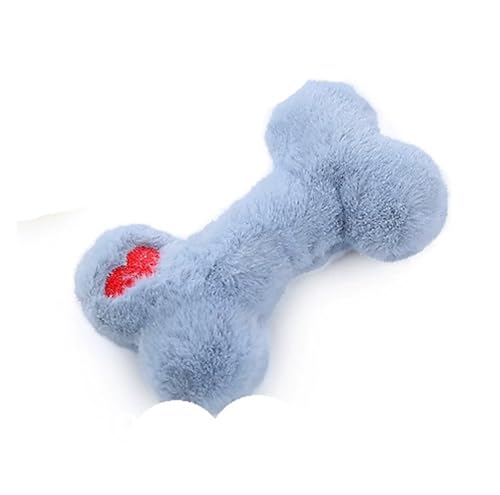 CHUANYGU Hundespielzeug aus Plüschknochen mit Quietscher für kleine, mittelgroße und große Hunde, weiches Kauspielzeug für Welpenunterhaltung (blau) von CHUANYGU