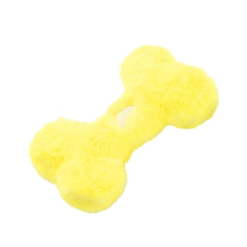 CHUANYGU Hundespielzeug aus Plüschknochen mit Quietscher für kleine, mittelgroße und große Hunde, weiches Kauspielzeug für Welpenunterhaltung (gelb) von CHUANYGU