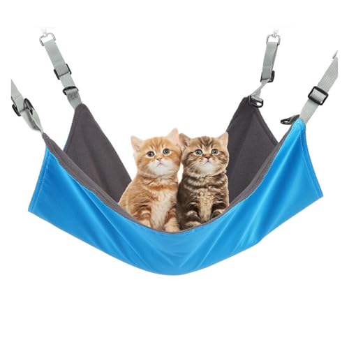 CHUANYGU Katzenhängematte zum Aufhängen, mit verstellbaren Trägern, wasserdicht, Käfig, Haustierbett für Katzen, Welpen, Kaninchen, kleine Haustiere, blau, weiches Flanell für alle Jahreszeiten (blau) CHUANYGU Katzenhängematte zum Aufhängen, mit verstellbaren Trägern, wasserdicht, Käfig, Haustierbett für Katzen, Welpen, Kaninchen, kleine Haustiere, blau, weiches Flanell für alle Jahreszeiten (blau) von CHUANYGU