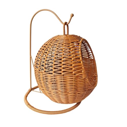 CHUANYGU Katzenhängemattenbett aus Rattan – Hängekorb für Indoor-Katzen, platzsparendes Haustierbett mit Eisenrahmen, gemütlicher Ruheplatz für kleine Katzen CHUANYGU Katzenhängemattenbett aus Rattan – Hängekorb für Indoor-Katzen, platzsparendes Haustierbett mit Eisenrahmen, gemütlicher Ruheplatz für kleine Katzen von CHUANYGU