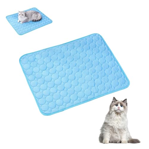CHUANYGU Kühlmatte für Hunde, Eisseide, selbstkühlende Matte für Haustiere, Sommer, atmungsaktiv, für kleine, mittelgroße und große Hunde und Katzen, tragbar und waschbar (Blau, Größe XL) von CHUANYGU