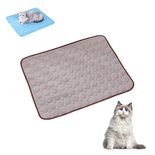 CHUANYGU Kühlmatte für Hunde, Eisseide, selbstkühlende Matte für Haustiere, Sommer, atmungsaktiv, für kleine, mittelgroße und große Hunde und Katzen, tragbar und waschbar (Braun, Größe XL) von CHUANYGU