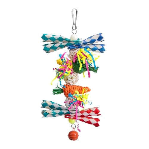 CHUANYGU Papageien-Kauspielzeug für kleine Vögel, Vogelhäcksler Spielzeug mit Holzperlen, Rattan-Kugeln und Glocke für Finken, Wellensittiche, Sittiche (2) von CHUANYGU