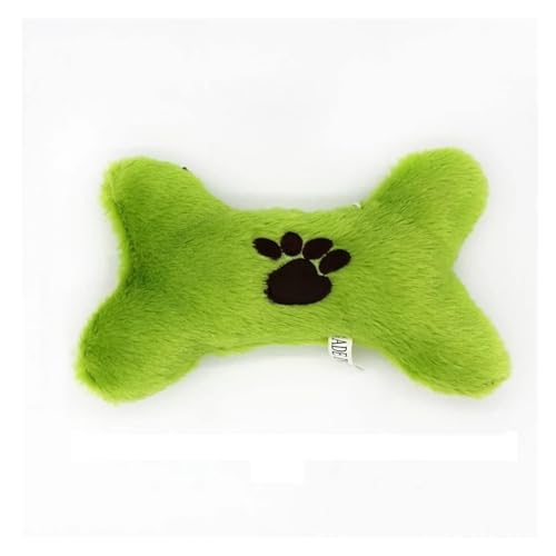 CHUANYGU Plüsch-Kauspielzeug für Hunde mit Elektrostickerei, weiches Knochen-Design in 4 Farben (gelb, grün, orange, rosa) für Welpenspiel und Training (grün) von CHUANYGU