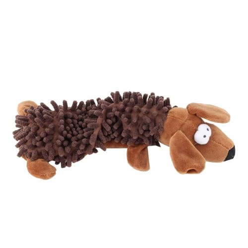 CHUANYGU Plüschspielzeug für kleine Hunde mit Geräusch, niedliches Kauspielzeug in Tierform für Welpen und Katzen, weiches Beißspielzeug für zahnende Haustiere (brauner Hund) von CHUANYGU