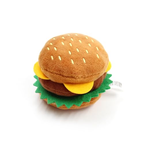 CHUANYGU Quietschendes Plüsch-Hundespielzeug-Set – weiches, bissfestes Kauspielzeug mit Knistergeräusch in lustigen Futterformen (Eiscreme Pommes Hamburger) für kleine, mittelgroße und große Hunde von CHUANYGU