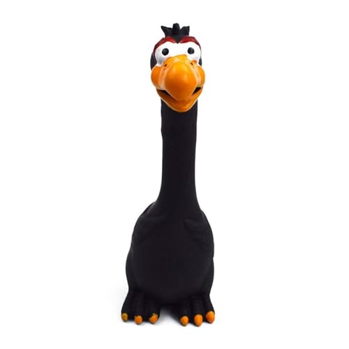 CHUANYGU Quietschendes schreiendes Huhn-Hundespielzeug – bissfestes Latex-Kauspielzeug mit realistischen Geräuschen für kleine, mittelgroße und große Hunde (schwarz) von CHUANYGU