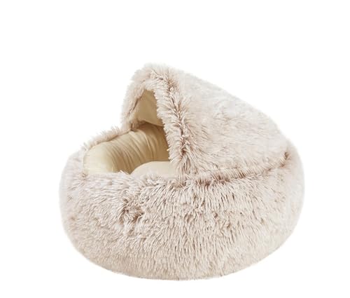 CHUANYGU Rundes Katzenbett für Hauskatzen – weiches Plüsch-Haustierbett mit rutschfester Unterseite, warme Winter-Schlafmatte, anwendbar für kleine Hunde und Katzen (A,S – 40 cm) von CHUANYGU