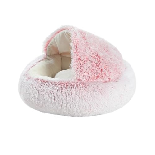 CHUANYGU Rundes Katzenbett für Hauskatzen – weiches Plüsch-Haustierbett mit rutschfester Unterseite, warme Winter-Schlafmatte, anwendbar für kleine Hunde und Katzen (B,S – 40 cm) von CHUANYGU