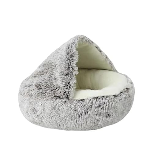 CHUANYGU Rundes Katzenbett für Hauskatzen – weiches Plüsch-Haustierbett mit rutschfester Unterseite, warme Winter-Schlafmatte, anwendbar für kleine Hunde und Katzen (C,S – 40 cm) von CHUANYGU