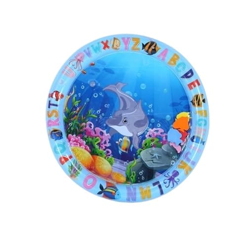 CHUANYGU Sensor-Wasser-Spielmatte für Katzen – interaktives Kühlkissen, berührungsempfindliche Haustier-Spielmatte, tragbar und wiederverwendbar für den Innen- und Außenbereich (rund) von CHUANYGU