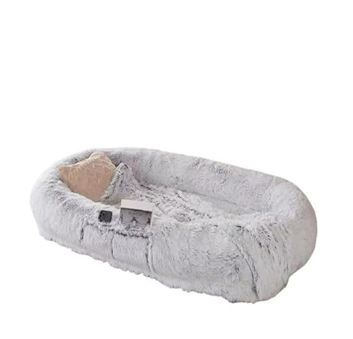 CHUANYGU Übergroßes Kunstfell-Haustierbett mit Aufbewahrungstasche, Plüsch-Lounge, geeignet für Hunde und Menschen, maschinenwaschbar (180 cm) von CHUANYGU
