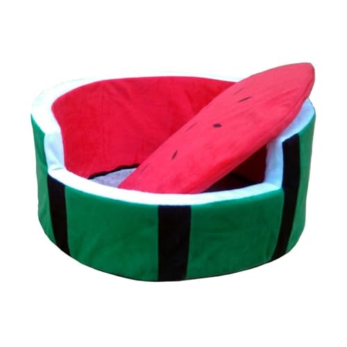CHUANYGU Wassermelonenförmiges Haustierbett für Hunde und Katzen, weicher beflockter Stoff, hochdichter Schaumstoff, tragbar, bequem, Schlafsofa (S) von CHUANYGU