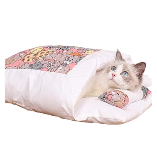 CHUANYGU Weicher Plüsch-Katzenbett-Schlafsack - Warmes, rundes Haustierbett mit erhöhten Kanten für Katzen, kleine Hunde & Welpen, maschinenwaschbar (A,S) von CHUANYGU