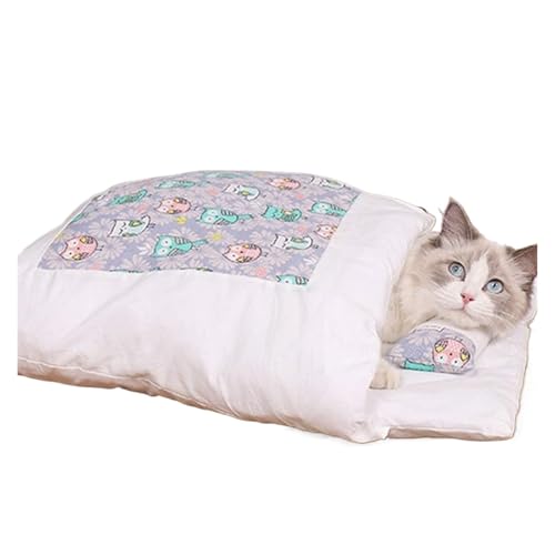 CHUANYGU Weicher Plüsch-Katzenbett-Schlafsack – Warmes, rundes Haustierbett mit erhöhten Kanten für Katzen, kleine Hunde und Welpen, maschinenwaschbar (C,L) von CHUANYGU