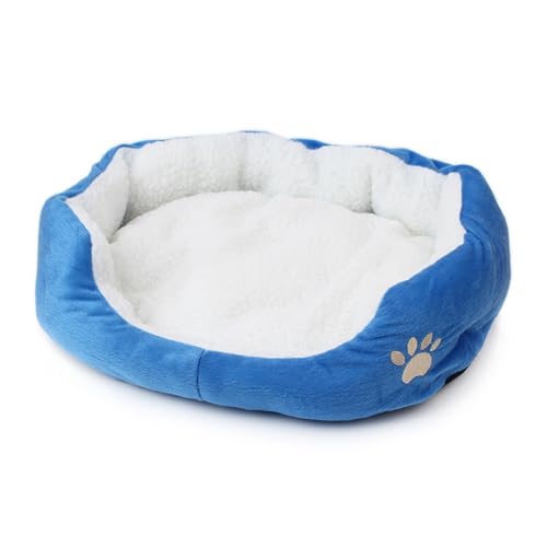 CHUANYGU Weiches, flauschiges Haustierbett für Katzen und Hunde, waschbare Sofa-Matte, Größe M (50 x 40 cm) und L (60 x 50 cm), bequemes Plüsch-Schlafkissen (Blau, L) von CHUANYGU