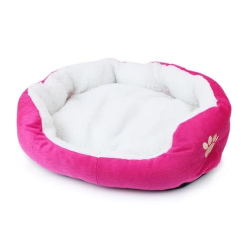 CHUANYGU Weiches, flauschiges Haustierbett für Katzen und Hunde, waschbare Sofa-Matte, Größe M (50 x 40 cm) und L (60 x 50 cm), bequemes Plüsch-Schlafkissen (Rosa, L) von CHUANYGU