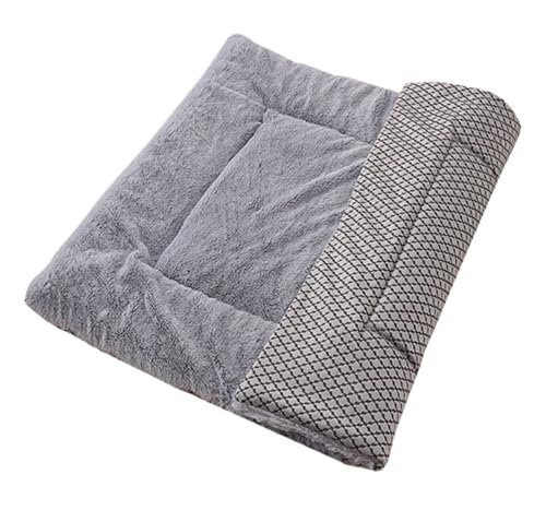 CHUANYGU Weiches Plüsch-Haustierbett für Hunde und Katzen, warme Schlafmatte, Kissen in 3 Größen (S/M/L) (Grau, L) von CHUANYGU