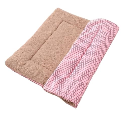 CHUANYGU Weiches Plüsch-Haustierbett für Hunde und Katzen, warme Schlafmatte, Kissen in 3 Größen (S/M/L) (Rosa, L) von CHUANYGU