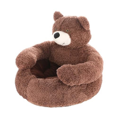 CHUANYGU Weiches Plüsch-Hundebett mit rutschfester Unterseite, waschbares Haustierbett für Hunde und Katzen, gemütliches Welpenbett für drinnen und draußen, Braun von CHUANYGU