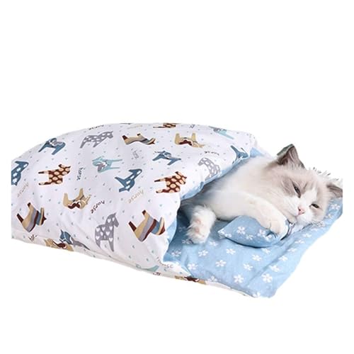 CHUANYGU Weiches Plüsch-Katzenbett-Schlafsack, Warmes, rundes Haustierbett mit erhöhten Kanten für Katzen, kleine Hunde und Welpen, maschinenwaschbar (B,M) von CHUANYGU