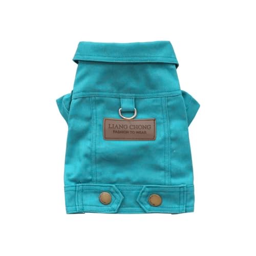 Denim-Hundejacke für kleine Hunde, maschinenwaschbar, Haustiermantel mit verstellbarer Schnalle, warme Jeans-Kleidung für Welpen (Grün, XL) von CHUANYGU