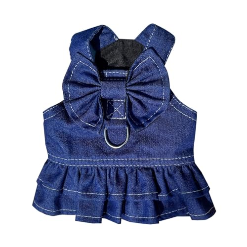 Denim-Hundekleid im französischen Stil mit Leinenbefestigung, Haustierkostüm, Rock für kleine Hunde, Welpen, Fotografie-Outfit, blau, atmungsaktives Polyester (Größe XXL) von CHUANYGU