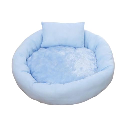 Donut Haustierbett für Katzen und Hunde, rundes Plüschkissen mit Kissen, waschbar, Blau, Größe XL von CHUANYGU