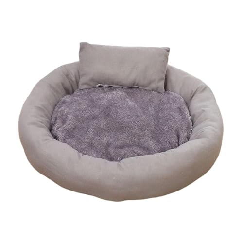 Donut Haustierbett für Katzen und Hunde, rundes Plüschkissen mit Kissen, waschbar, Grau, Größe XL von CHUANYGU