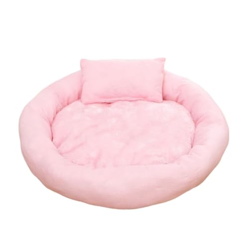 Donut-Haustierbett für Katzen und Hunde, rundes Plüschkissen mit Kissen, waschbar, Rosa, Größe L von CHUANYGU