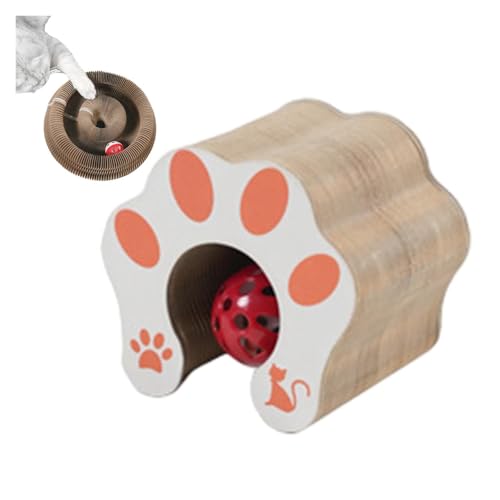 Faltbares Kratzspielzeug aus Karton – 2-in-1 Kratzballbahn und Lounge für Kätzchen (13 x 10 x 6 cm gefaltet) (weiß) von CHUANYGU