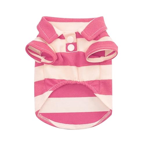 Gestreiftes Hunde-Shirt, atmungsaktiv, Sommer-Poloshirt, Haustierkleidung für kleine, mittelgroße Hunde, Katzen, Welpen, Chihuahua, Yorkie, Pudel, Teetasse, Shih Tzu, bequeme Bekleidung (Rosa, 4XL) von CHUANYGU