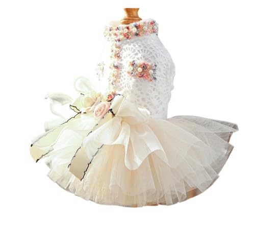 Glitzerndes Prinzessinnenkleid für kleine Hunde, glitzerndes Party-Outfit, Urlaub, formelle Kleidung (Blume, L) von CHUANYGU