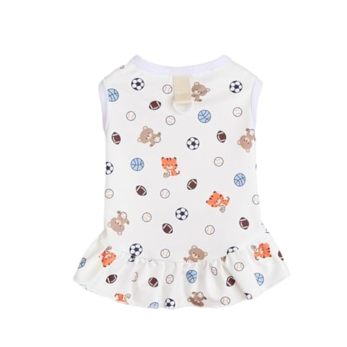 Haustierkleid mit Cartoon-Aufdruck, mit Traktionsringen, verstellbarer Polyester-Rock für Hunde und Katzen, für große Rassen (Bärenfußball, Größe M) von CHUANYGU