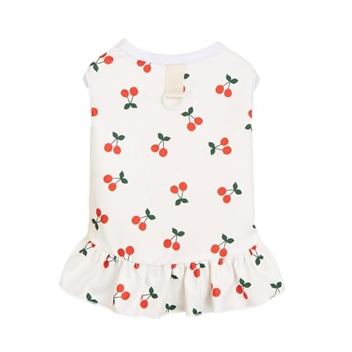 Haustierkleid mit Cartoon-Print und Traktionsringen, verstellbarer Polyester-Rock für Hunde und Katzen, für große Rassen, Kirsche, Größe L von CHUANYGU