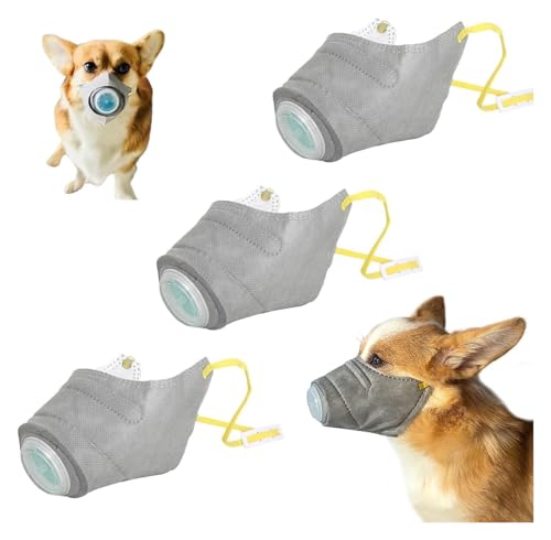 Hunde-Atemmaske, verstellbarer Maulkorb für Luftschutz, atmungsaktive Haustiermaske gegen Staub, Pollen und Verschmutzung, Größe S, M, L, 3 Stück von CHUANYGU