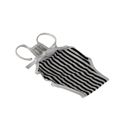 Hunde-Badeanzug für kleine Rassen, gestreiftes Strand- und Pool-Kostüm für Bichons, Pudel und kleine Hunde, atmungsaktives Polyester, Haustier-Bademode (Schwarz, M) von CHUANYGU