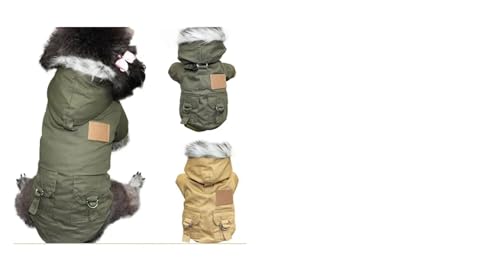 Hunde-Kapuzenjacke – Fleece-gefütterter Wintermantel mit Tasche für kleine Hunde, verstellbarer, warmer Pullover für Chihuahua, Dackel, Französische Bulldogge (Grün, XS) (Grün, L) von CHUANYGU
